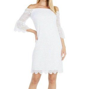 NWT Lilly Pulitzer Resort White Lexa Off-Shoulder Scalloped Shell Lace Dress XL